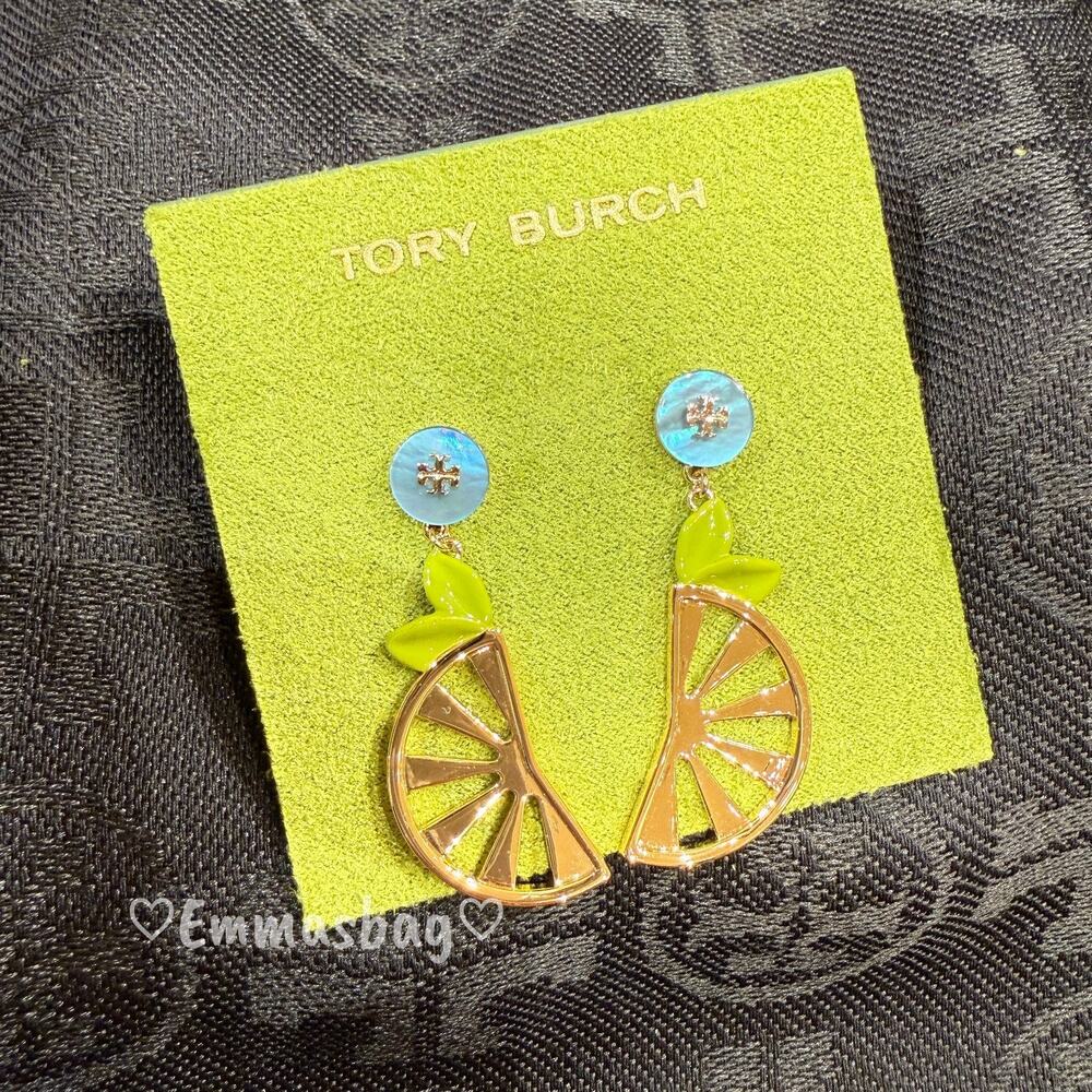 Tory Burch Lemon Pearl Drop Earring 182033 Tory Gold /Blue Pearl /Yellow $200